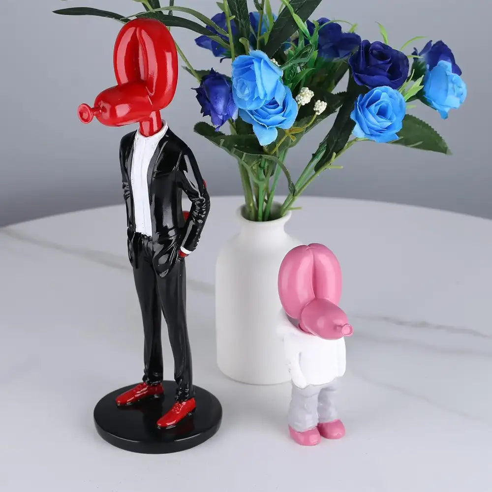 Modern red glossy balloon dog statue living room resin decor
