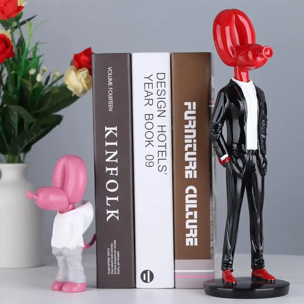 Modern red glossy balloon dog statue living room resin decor