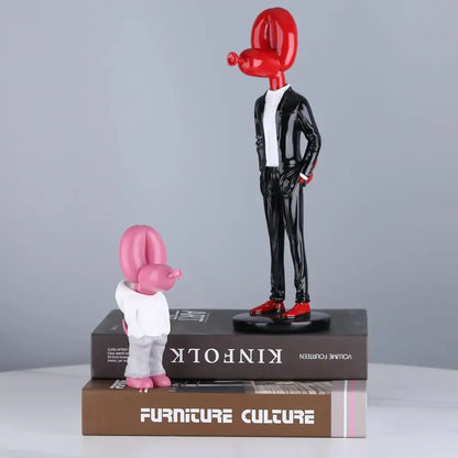 Modern red glossy balloon dog statue living room resin decor