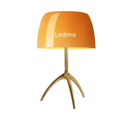 Modern red green & beige glass shade table lamp bedroom tripod light