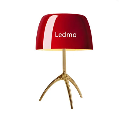 Modern red green & beige glass shade table lamp bedroom tripod light