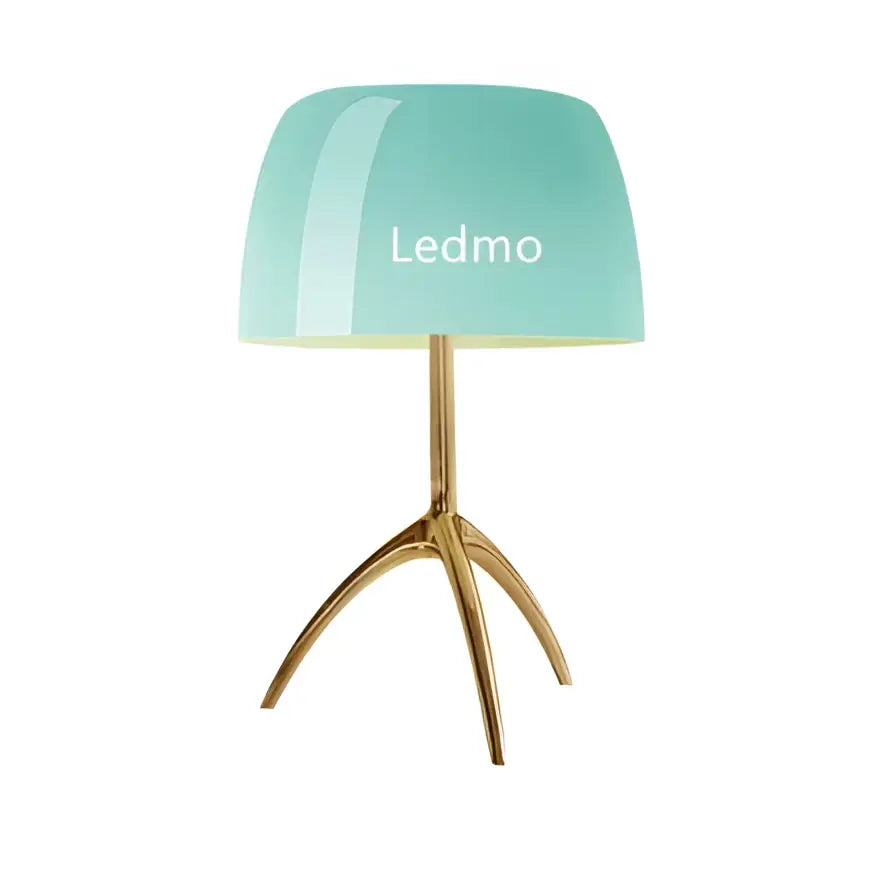 Modern red green & beige glass shade table lamp bedroom tripod light