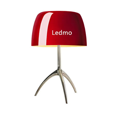 Modern red green & beige glass shade table lamp bedroom tripod light