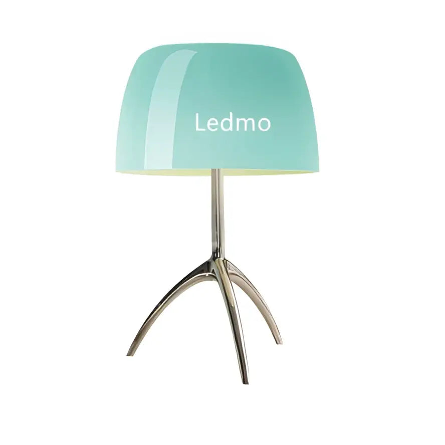 Modern red green & beige glass shade table lamp bedroom tripod light