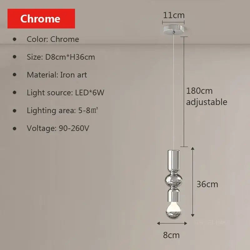 Modern red & green caterpillar iron led pendant light bedroom