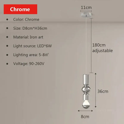 Modern red & green caterpillar iron led pendant light bedroom