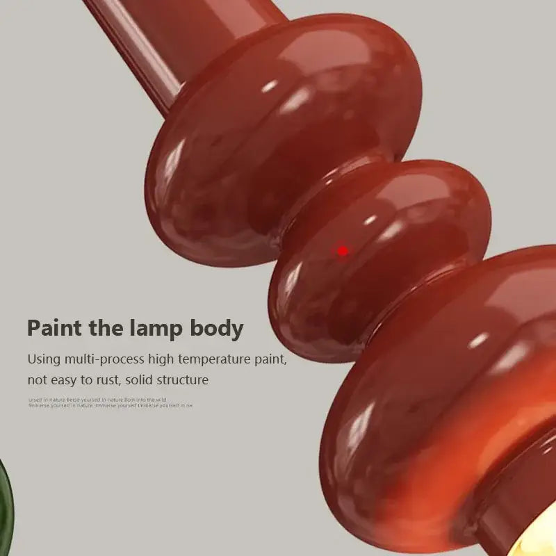 Modern red & green caterpillar iron led pendant light bedroom
