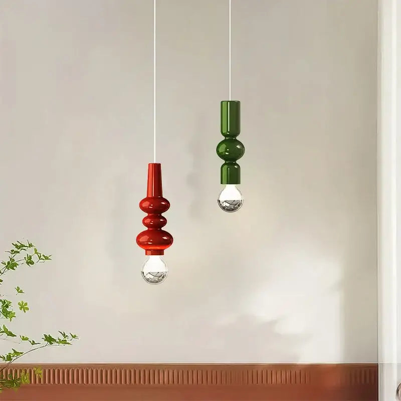 Modern red & green caterpillar iron led pendant light bedroom