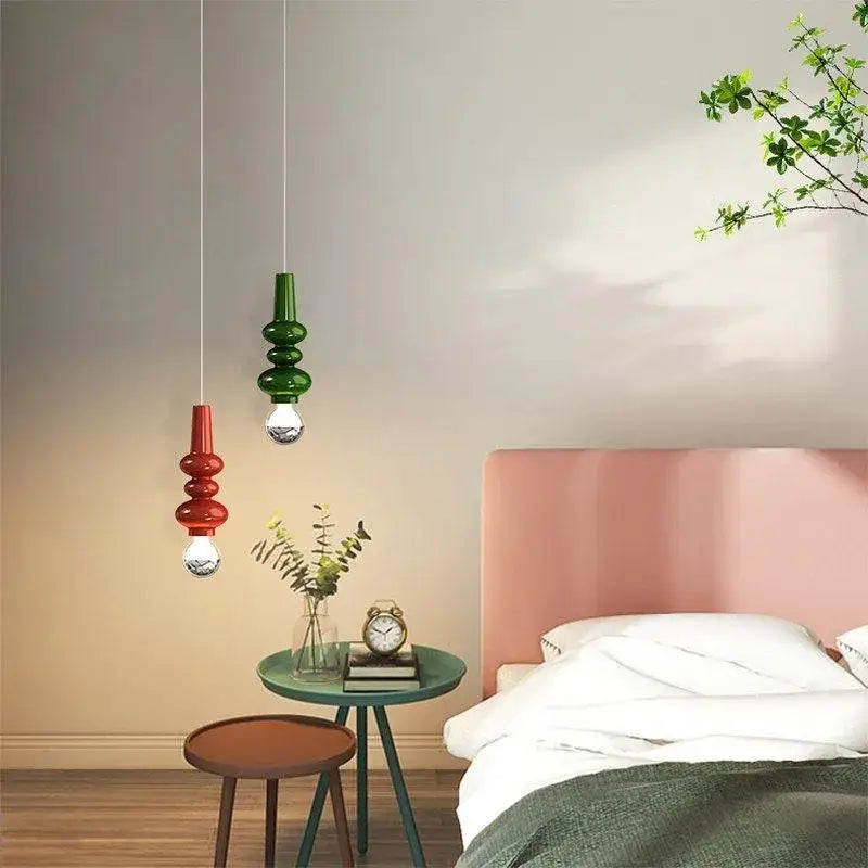 Modern red & green caterpillar iron led pendant light bedroom