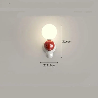 Modern red & green led wall light kids room spherical acrylic lamp