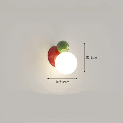Modern red & green led wall light kids room spherical acrylic lamp