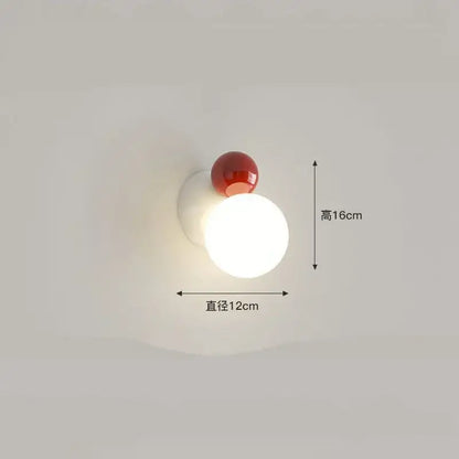 Modern red & green led wall light kids room spherical acrylic lamp