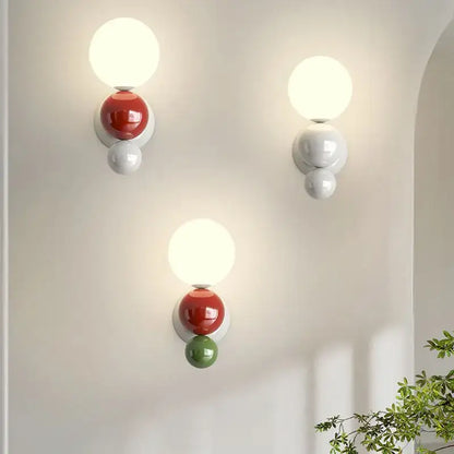 Modern red & green led wall light kids room spherical acrylic lamp