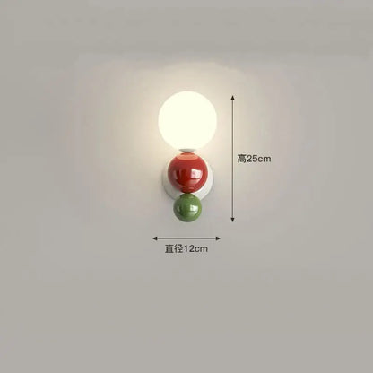 Modern red & green led wall light kids room spherical acrylic lamp