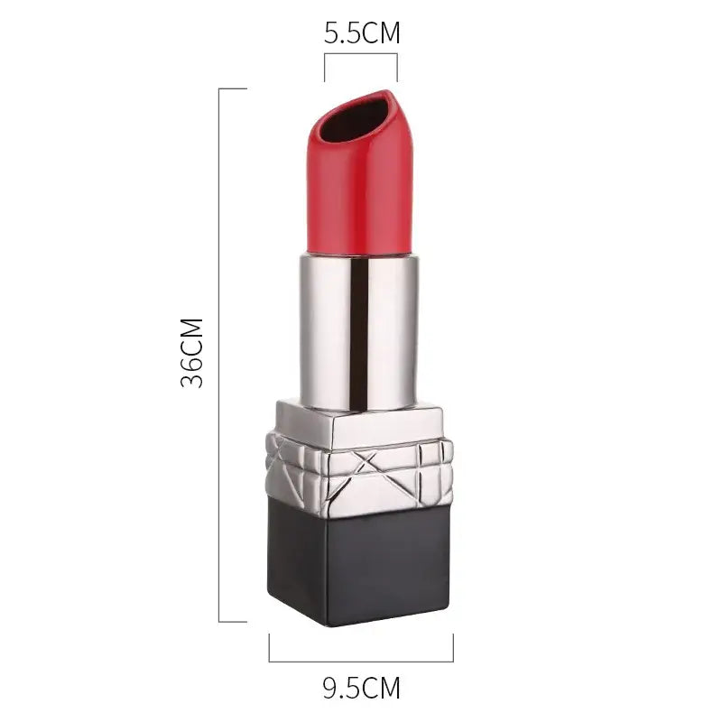 Modern red lipstick shape ceramic vase living room floral decor