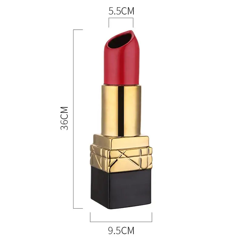Modern red lipstick shape ceramic vase living room floral decor