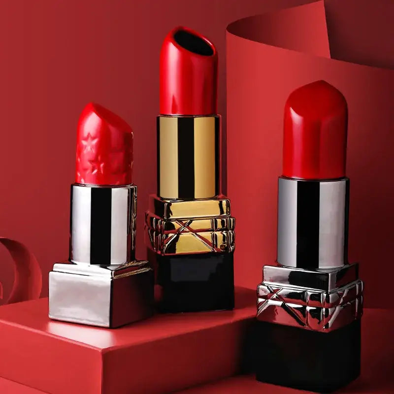Modern red lipstick shape ceramic vase living room floral decor
