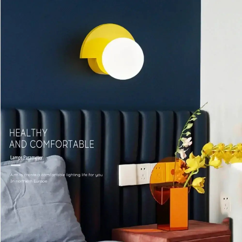 Modern red & orange glass ball led wall lamp bedroom ambient light