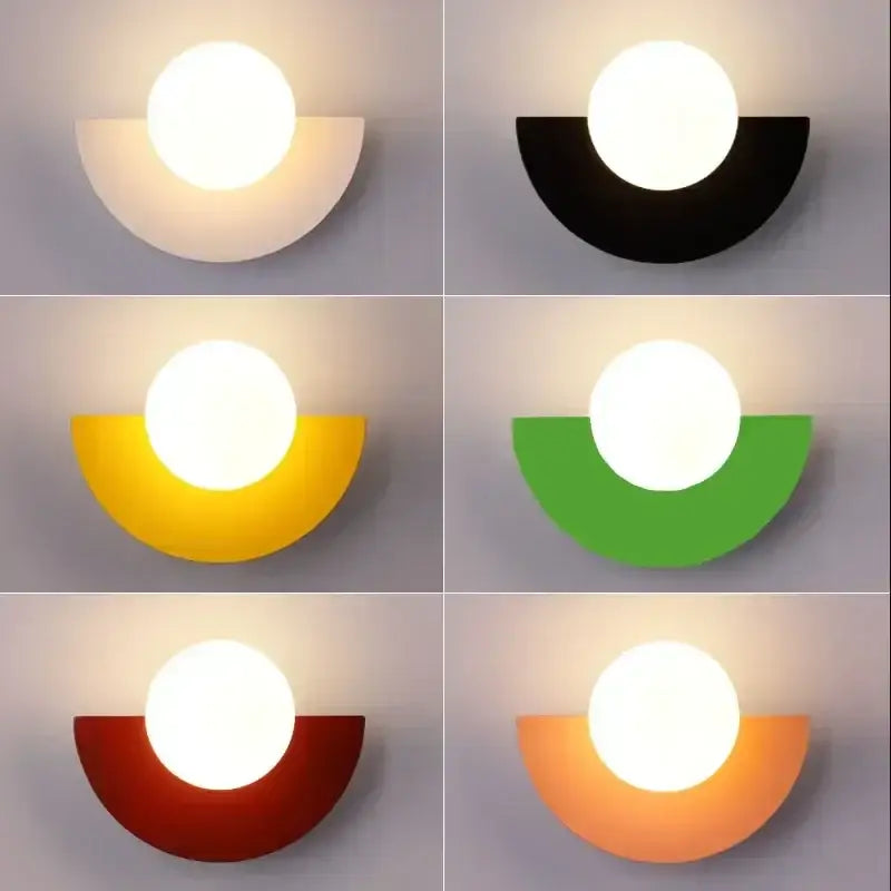 Modern red & orange glass ball led wall lamp bedroom ambient light
