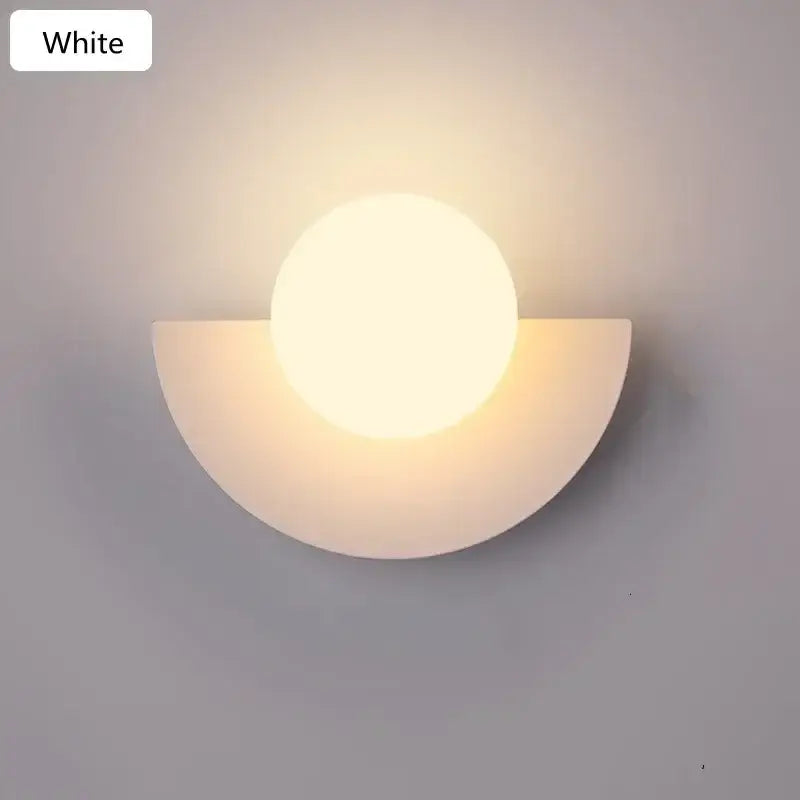 Modern red & orange glass ball led wall lamp bedroom ambient light