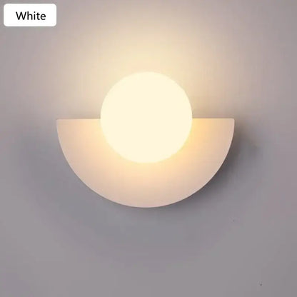 Modern red & orange glass ball led wall lamp bedroom ambient light