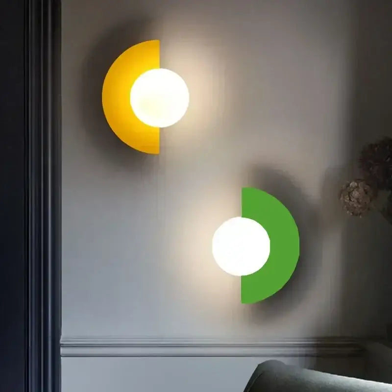 Modern red & orange glass ball led wall lamp bedroom ambient light
