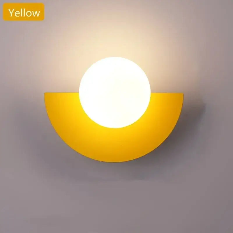 Modern red & orange glass ball led wall lamp bedroom ambient light