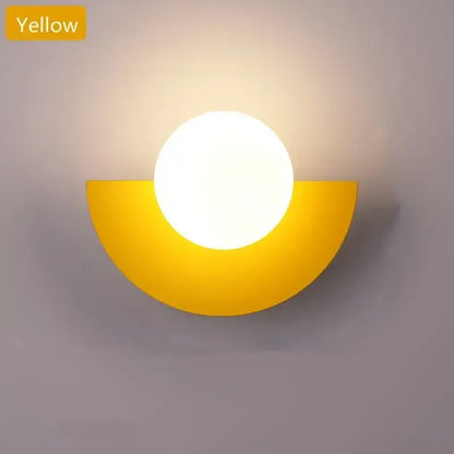 Modern red & orange glass ball led wall lamp bedroom ambient light