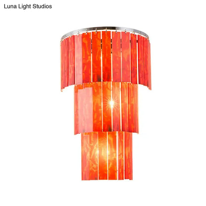 Modern red prism wall mounted light living room tiered glass sconce