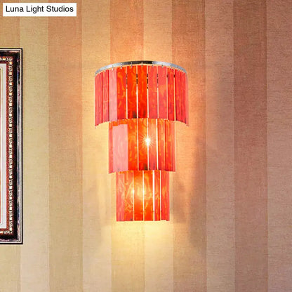 Modern red prism wall mounted light living room tiered glass sconce