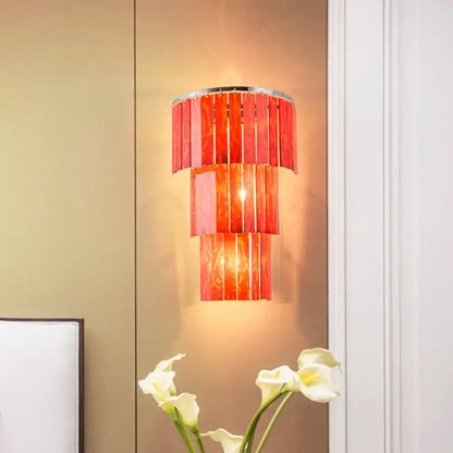 Modern red prism wall mounted light living room tiered glass sconce