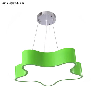 Modern red wavy star pendant child care centre led hanging light