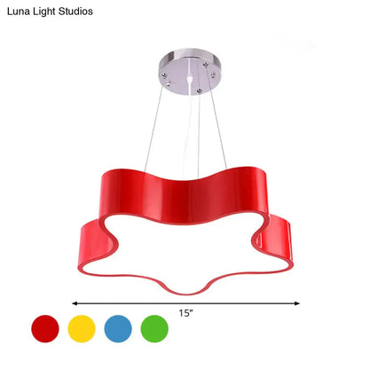 Modern red wavy star pendant child care centre led hanging light