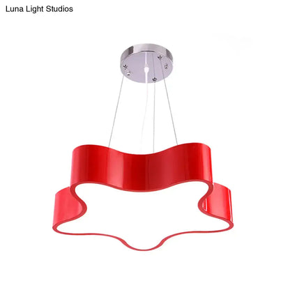 Modern red wavy star pendant child care centre led hanging light