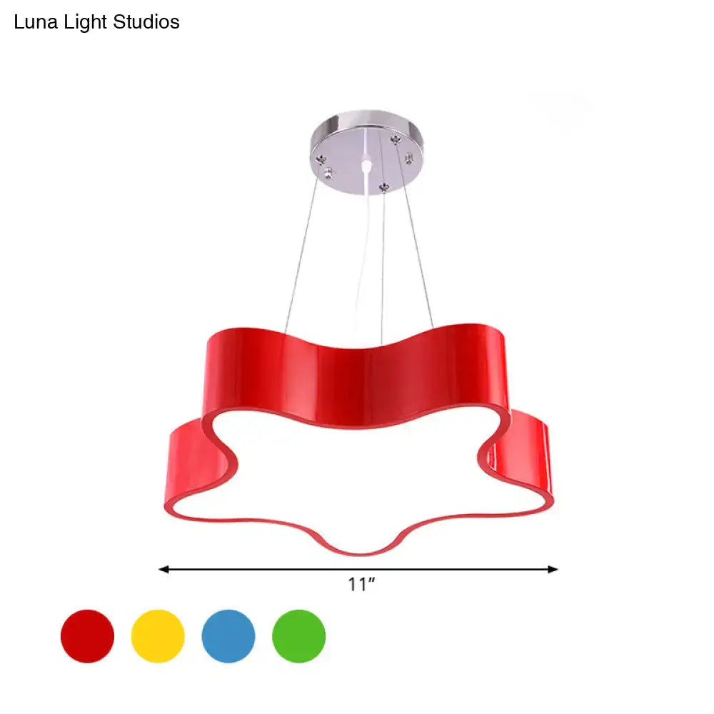 Modern red wavy star pendant child care centre led hanging light