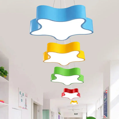 Modern red wavy star pendant child care centre led hanging light