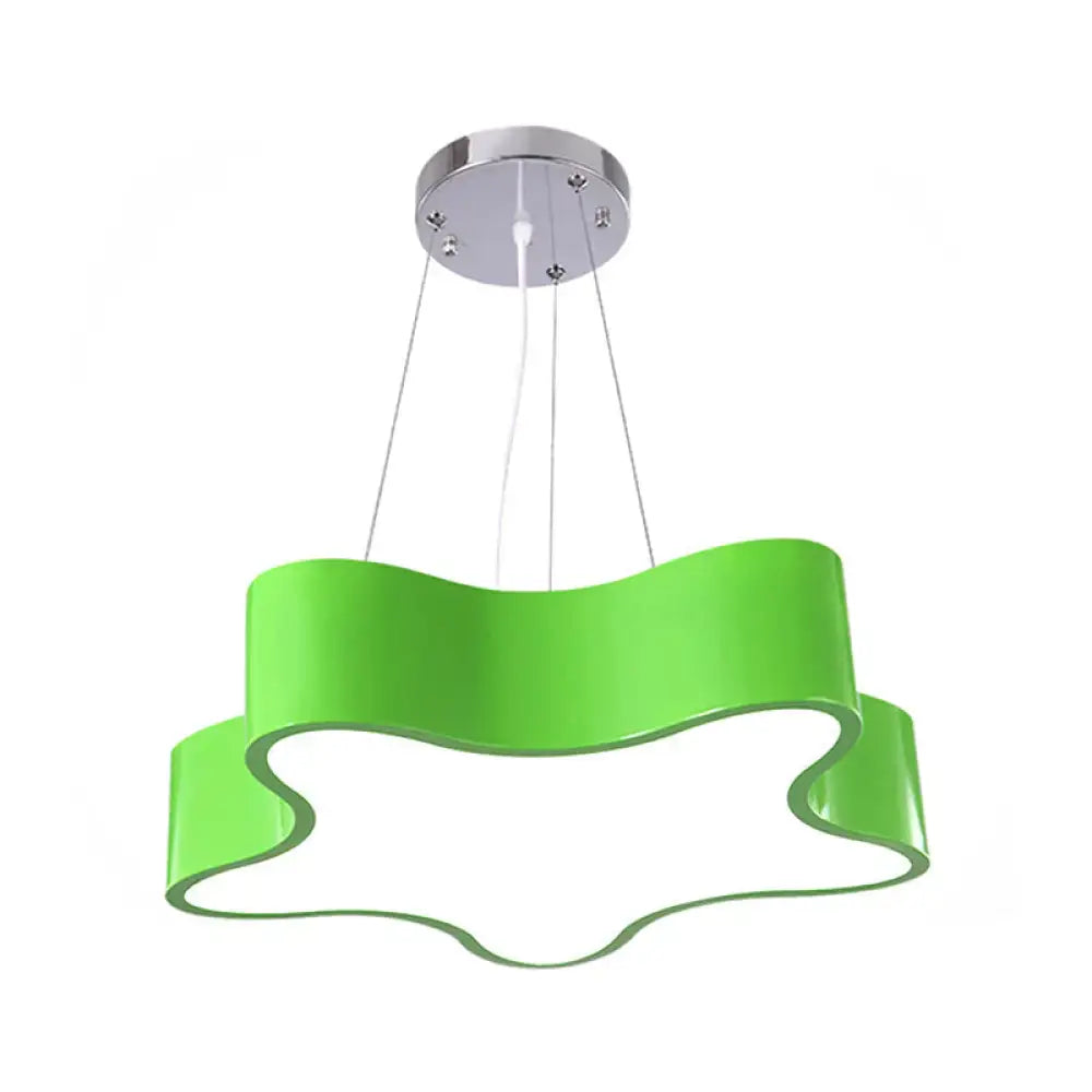 Modern red wavy star pendant child care centre led hanging light