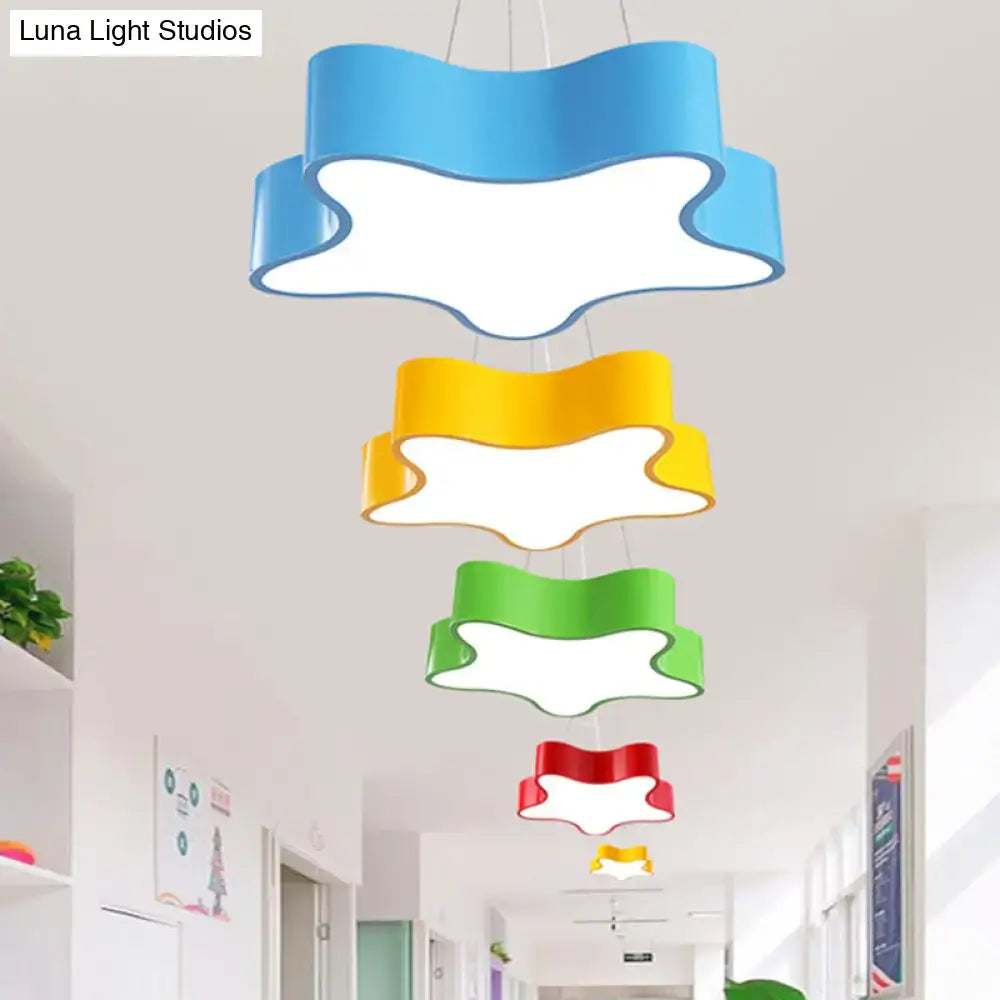 Modern red wavy star pendant child care centre led hanging light