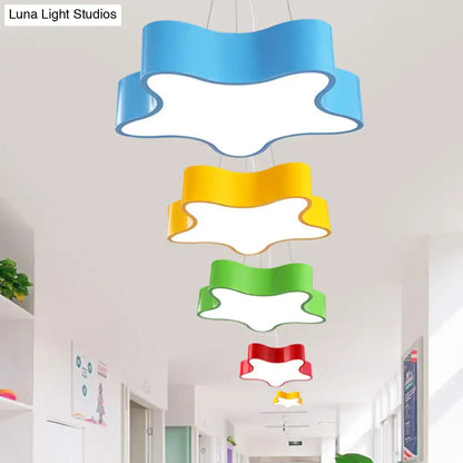 Modern red wavy star pendant child care centre led hanging light