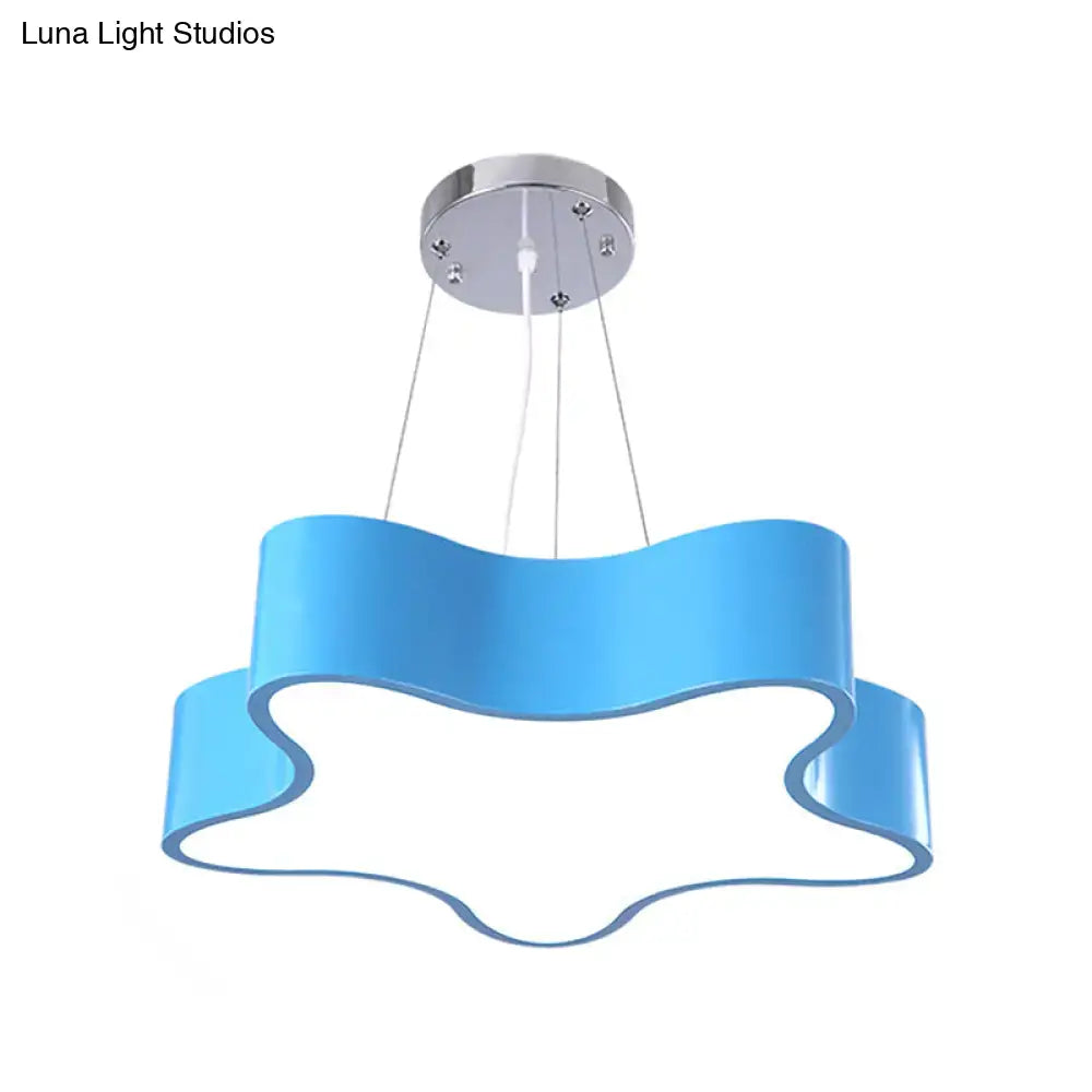 Modern red wavy star pendant child care centre led hanging light