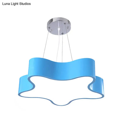Modern red wavy star pendant child care centre led hanging light