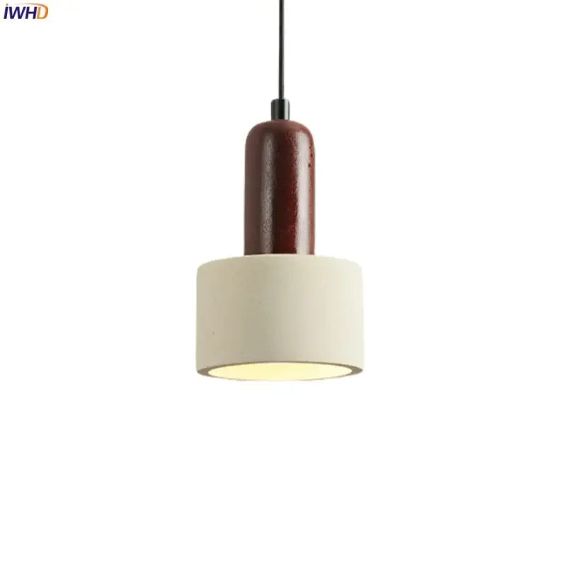 Modern reddish brown and cream cement cylinder led pendant kitchen light