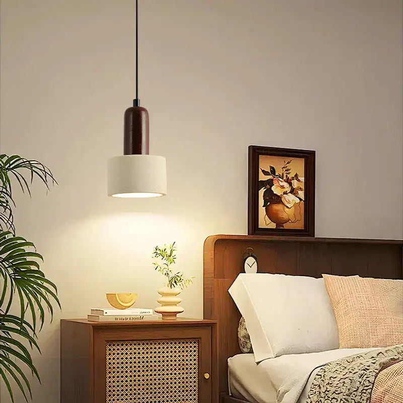 Modern reddish brown and cream cement cylinder led pendant kitchen light