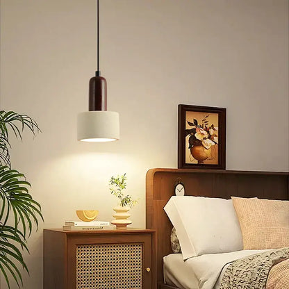 Modern reddish brown and cream cement cylinder led pendant kitchen light