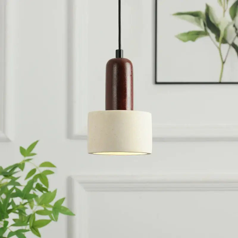 Modern reddish brown and cream cement cylinder led pendant kitchen light