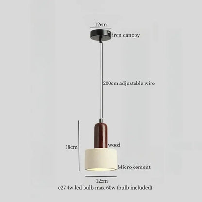 Modern reddish brown and cream cement cylinder led pendant kitchen light