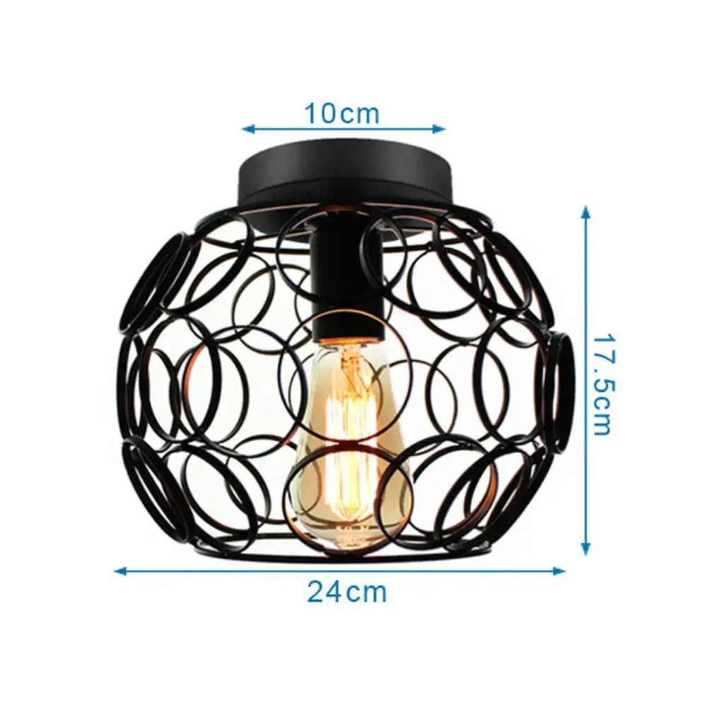 Modern retro black iron cage ceiling light for kitchen lighting
