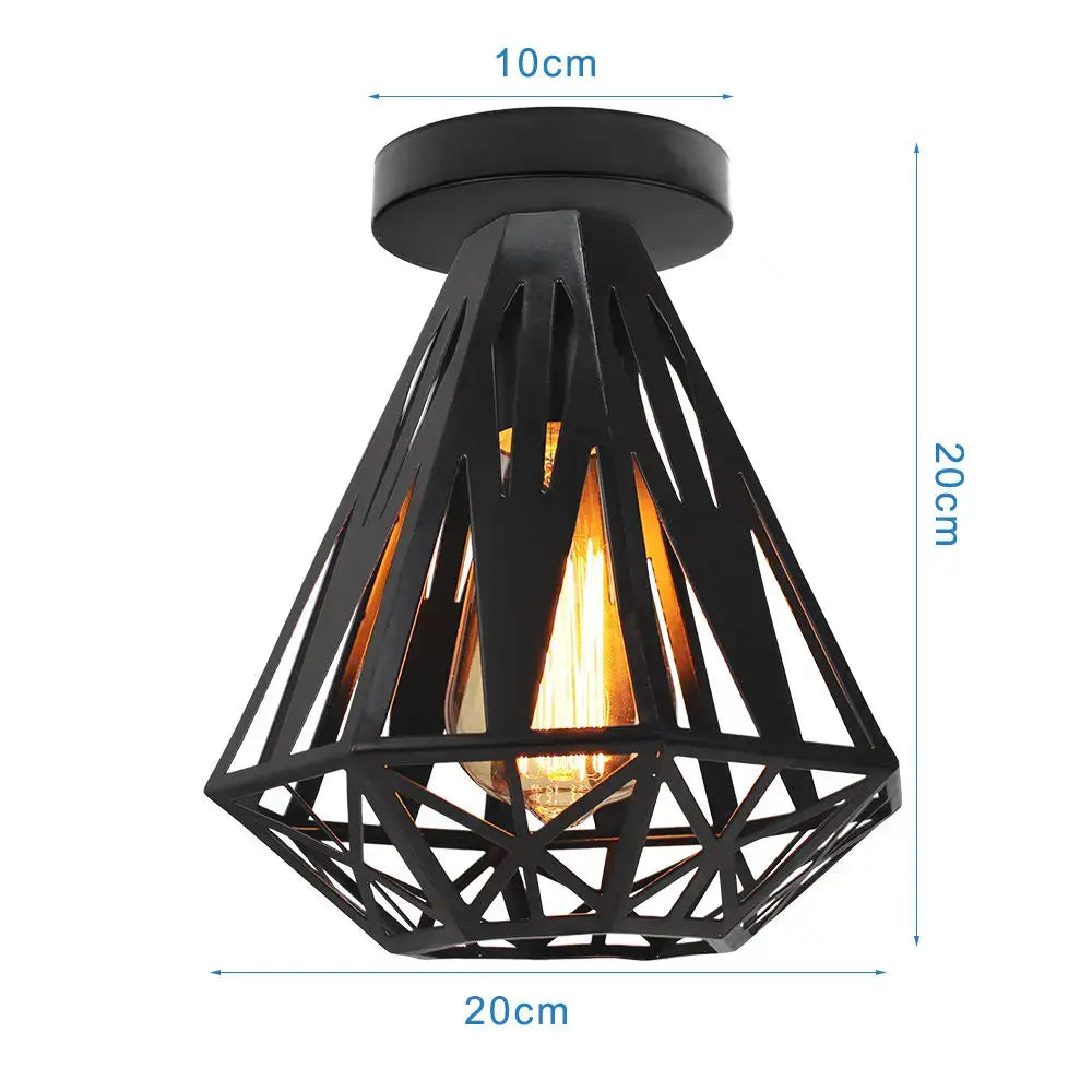 Modern retro black iron cage ceiling light for kitchen lighting