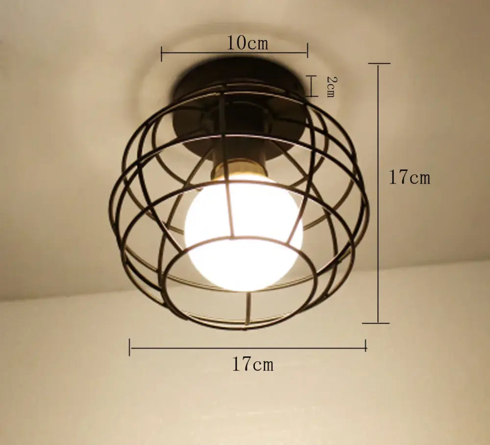 Modern retro black iron cage ceiling light for kitchen lighting