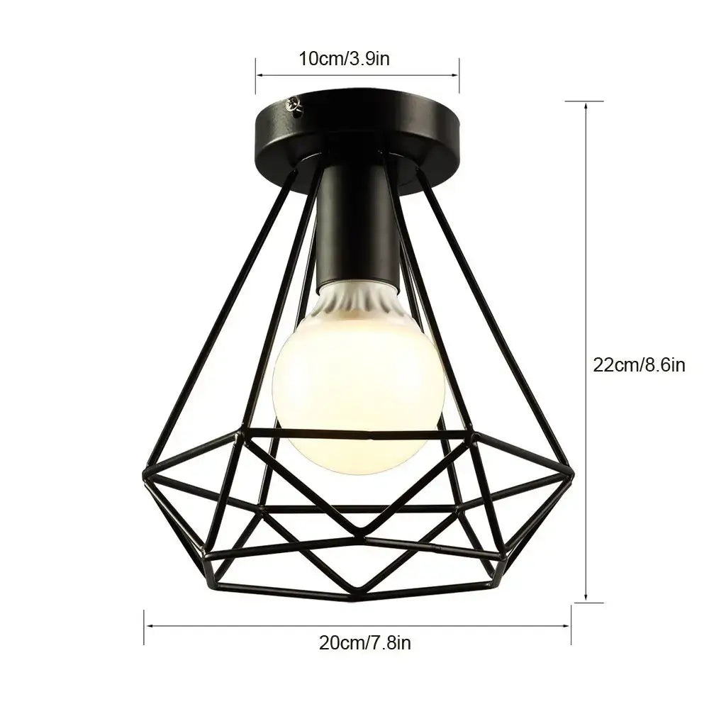Modern retro black iron cage ceiling light for kitchen lighting